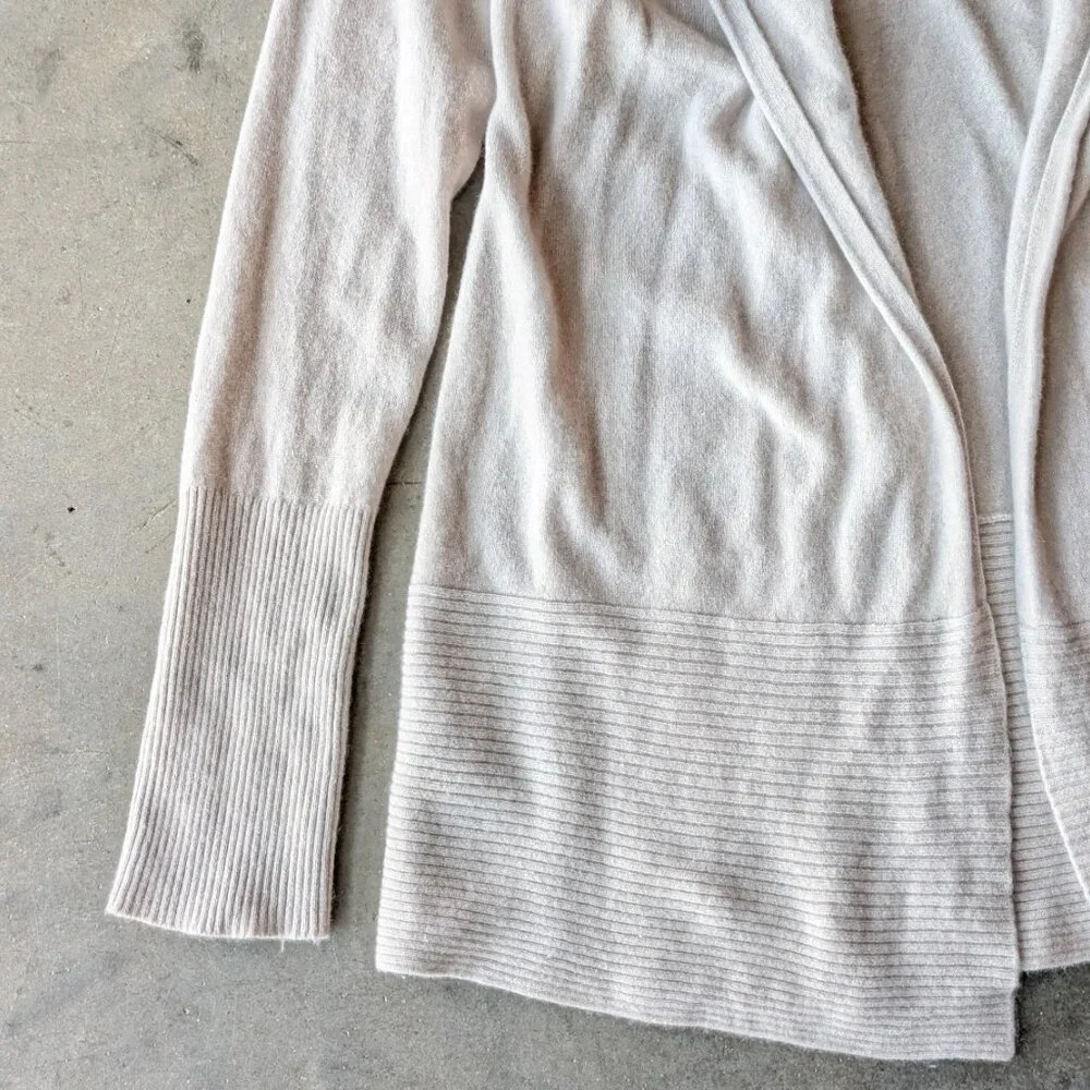 St. Tropez West Beige Cashmere Hooded Open Front Cardigan size XL